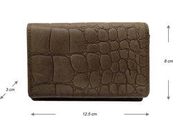 Leren portemonnee dames echt leer met croco print compact model - Arrigo.nl