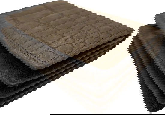 Leren portemonnee dames echt leer met croco print compact model - Arrigo.nl