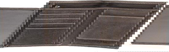 Leren portemonnee heren donkerbruin met groot ritsvak rfid heren portemonnee - Arrigo.nl