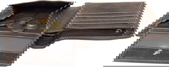 Leren portemonnee heren donkerbruin met groot ritsvak rfid heren portemonnee - Arrigo.nl