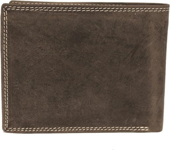 Leren portemonnee heren donkerbruin met groot ritsvak rfid heren portemonnee - Arrigo.nl