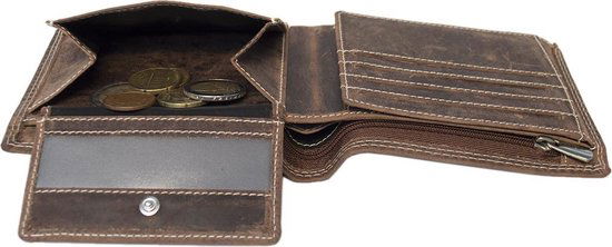 Leren portemonnee heren lichtbruin met groot ritsvak rfid heren portemonnee - Arrigo.nl