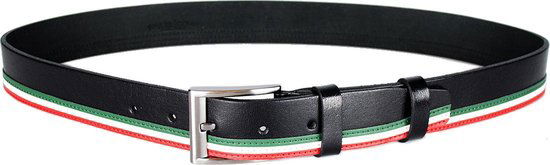 Leren riem 4 cm breed zwart met italiaanse vlag dames - Arrigo.nl