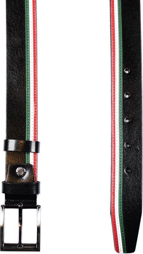 Leren riem 4 cm breed zwart met italiaanse vlag dames - Arrigo.nl