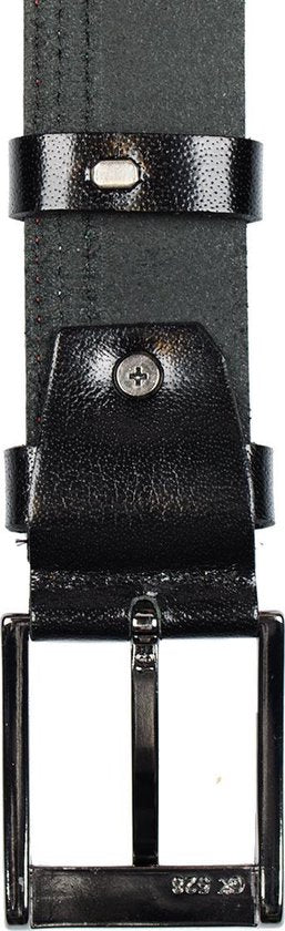 Leren riem 4 cm breed zwart met italiaanse vlag dames - Arrigo.nl