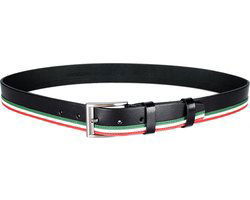 Leren riem 4 cm breed zwart met italiaanse vlag dames - Arrigo.nl