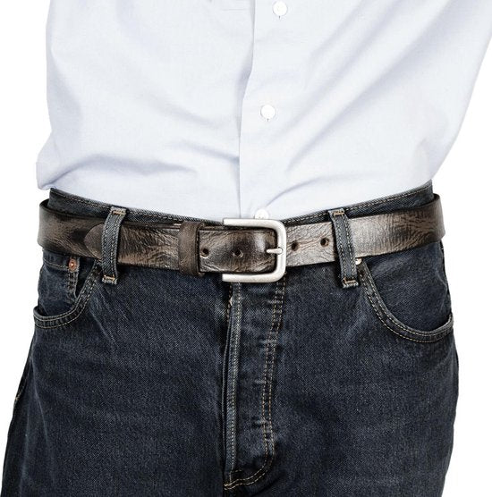 Leren riem antraciet van 3 5 cm breed dames riem - Arrigo Leather Goods