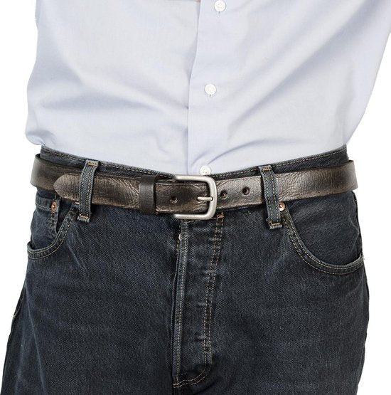 Leren riem antraciet van 3 cm breed dames riem of - Arrigo Leather Goods