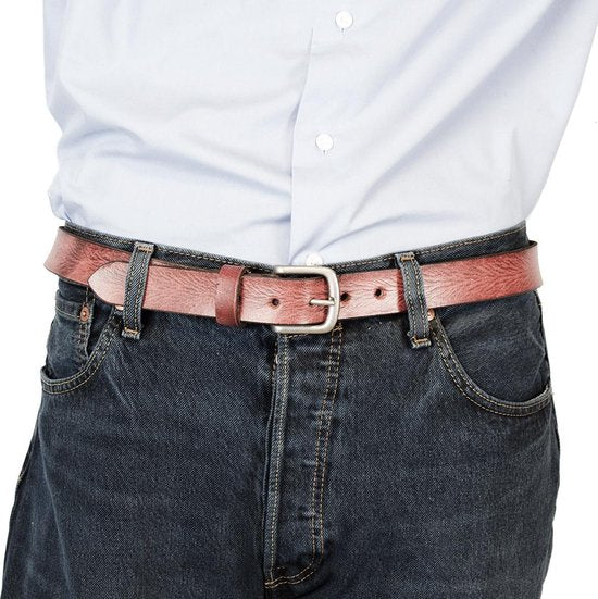 Leren riem bordeaux van 3 cm breed dames riem of - Arrigo Leather Goods