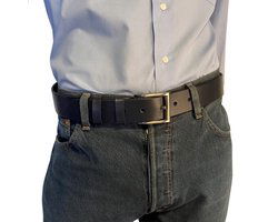 Leren riem donkerblauw 4 cm heren riem blauw leer of - Arrigo Leather Goods