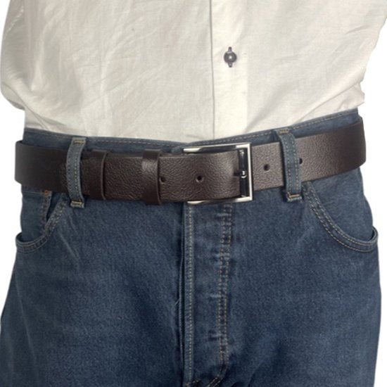 Leren riem donkerbruin 4 cm heren riem bruin leer of - Arrigo Leather Goods