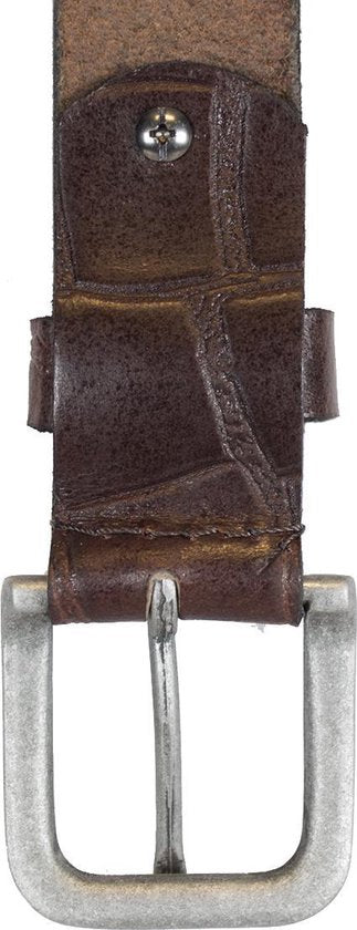 Leren riem donkerbruin met krokoprint van 3 5 cm breed - Arrigo.nl