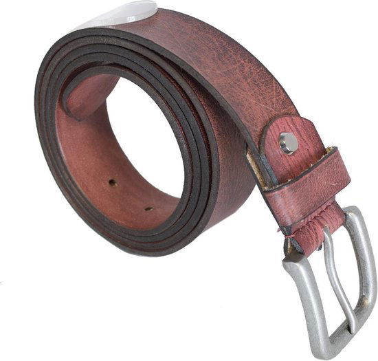 Leren riem roodbruin van 3 5 cm breed dames riem - Arrigo Leather Goods