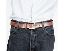 Leren riem roodbruin van 3 5 cm breed dames riem - Arrigo Leather Goods