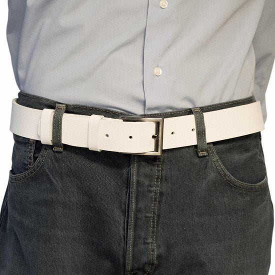 Leren riem wit 4 cm heren riem wit leer of - Arrigo Leather Goods