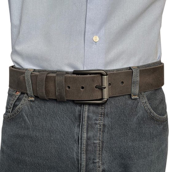 Leren riem zwart 4 5 cm breed zwarte riem leer - Arrigo Leather Goods