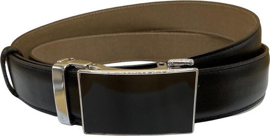 Leren riem zwart van 3 5 cm breed met een - Arrigo Leather Goods