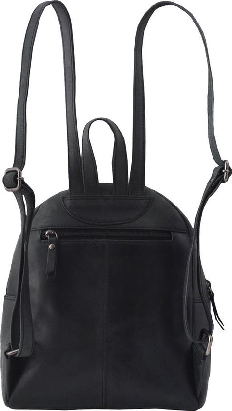 Leren rugtas dames matzwart met kroko print leer rugzak dames - Arrigo Leather Goods