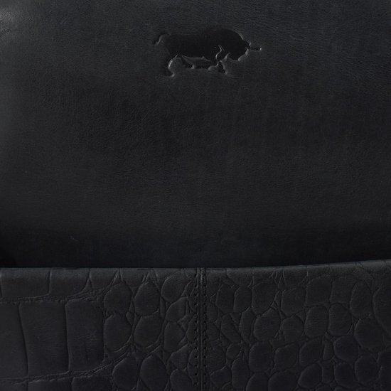 Leren rugtas dames matzwart met kroko print leer rugzak dames - Arrigo Leather Goods