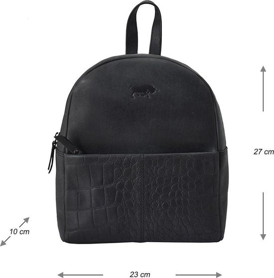 Leren rugtas dames matzwart met kroko print leer rugzak dames - Arrigo Leather Goods
