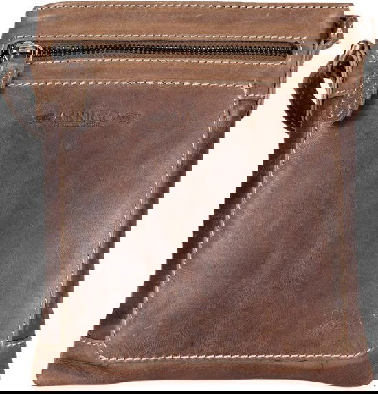 Leren schoudertasje lichtbruin crossbody tasje van cognac kleurig leer - Arrigo Leather Goods