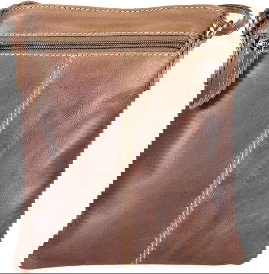 Leren schoudertasje lichtbruin crossbody tasje van cognac kleurig leer - Arrigo Leather Goods