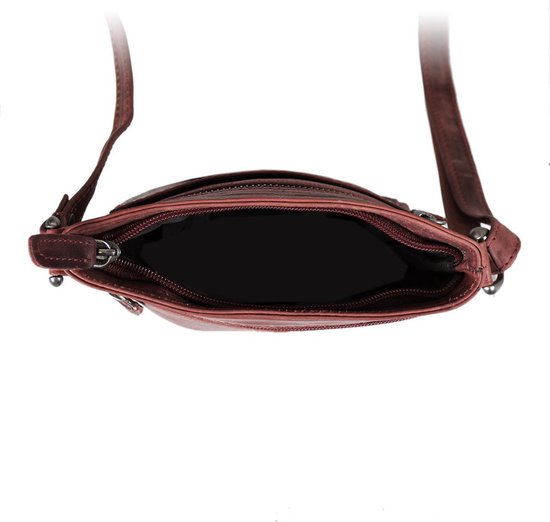 Leren schoudertasje rood crossbody tasje van rood leer - Arrigo Leather Goods