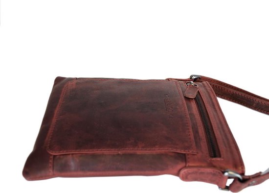 Leren schoudertasje rood crossbody tasje van rood leer - Arrigo Leather Goods