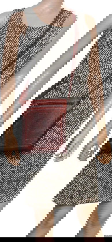 Leren schoudertasje rood crossbody tasje van rood leer - Arrigo Leather Goods