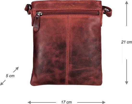 Leren schoudertasje rood crossbody tasje van rood leer - Arrigo Leather Goods