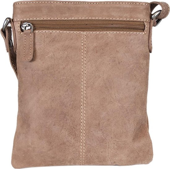 Leren schoudertasje taupe crossbody tasje van taupe kleurig leer - Arrigo Leather Goods