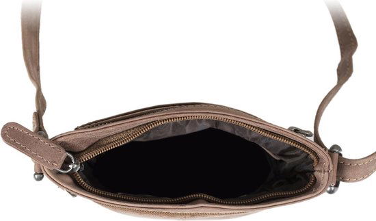 Leren schoudertasje taupe crossbody tasje van taupe kleurig leer - Arrigo Leather Goods