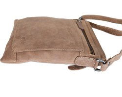 Leren schoudertasje taupe crossbody tasje van taupe kleurig leer - Arrigo Leather Goods