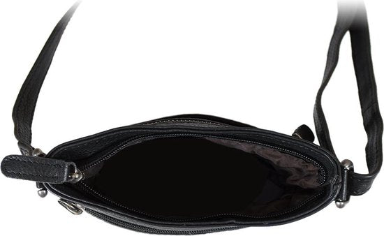 Leren schoudertasje zwart crossbody tasje van zwart leer - Arrigo Leather Goods