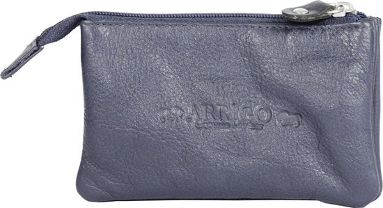 Leren sleuteletui donkerblauw met rits en sleutelringen arrigo - Arrigo Leather Goods