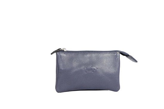 Leren sleuteletui donkerblauw met rits en sleutelringen arrigo - Arrigo Leather Goods