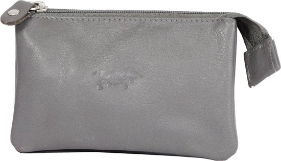 Leren sleuteletui grijs met rits en sleutelringen arrigo - Arrigo Leather Goods