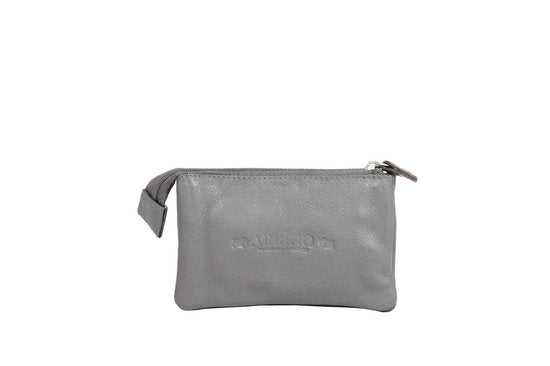 Leren sleuteletui grijs met rits en sleutelringen arrigo - Arrigo Leather Goods
