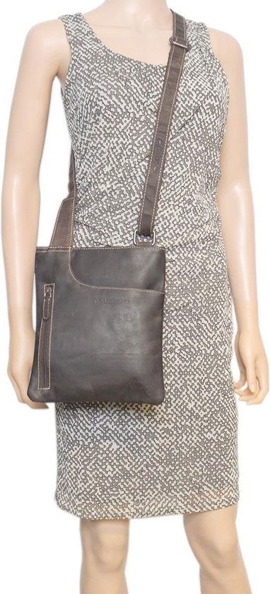 Leren tas dames leren tas heren donkerbruin leder leren crossbody - Arrigo Leather Goods
