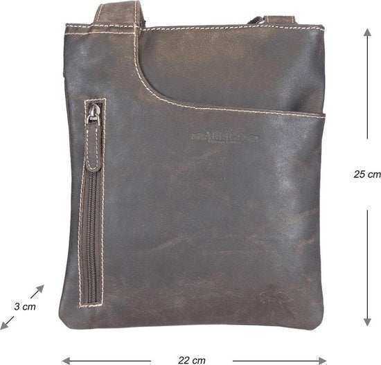 Leren tas dames leren tas heren donkerbruin leder leren crossbody - Arrigo Leather Goods