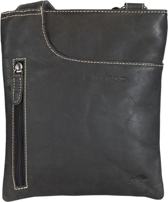 Leren tas dames leren tas heren zwart leder leren crossbody - Arrigo Leather Goods