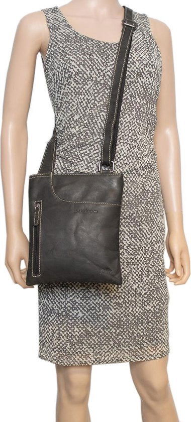 Leren tas dames leren tas heren zwart leder leren crossbody - Arrigo Leather Goods