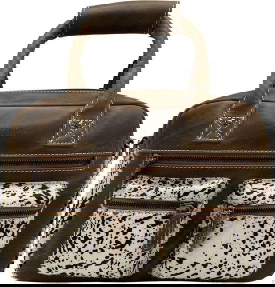 Leren tas met vacht en lichtbruin leer handtas leer dames - Arrigo.nl