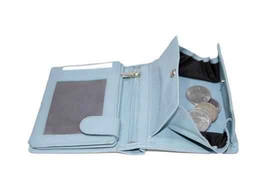 Lichtblauwe euro portemonnee leer compact leren portemonnee lichtblauw - Arrigo Leather Goods