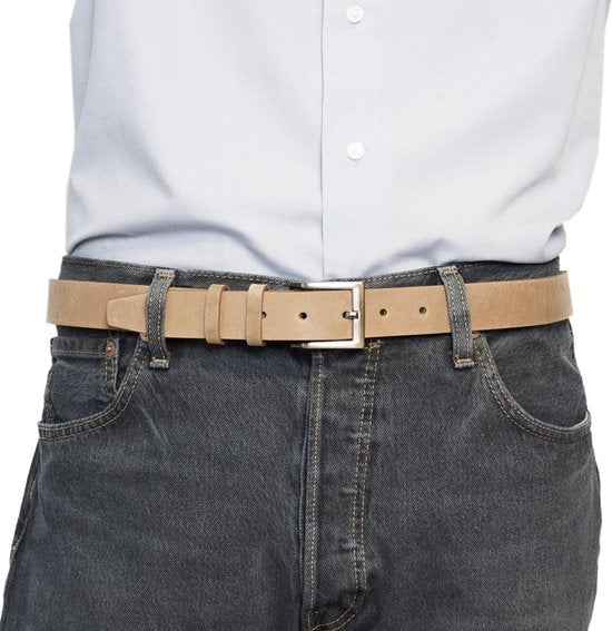 Lichtbruine Leren Riem 3 cm Breed Dames - Timberland Look - Arrigo.nl