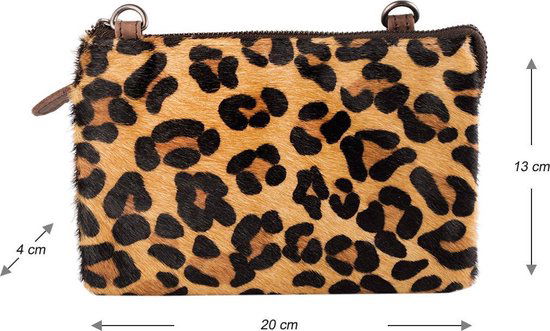 Lichtbruine crossbody tas met jaguar print mini bag mini tas - Arrigo Leather Goods