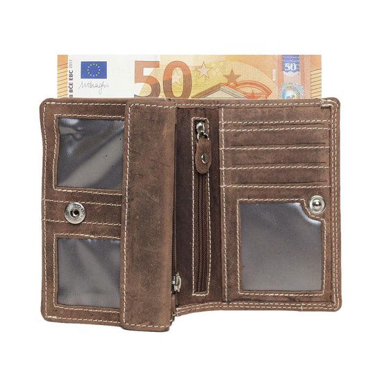 Lichtbruine dames portemonnee leer met ruime vakje voor kleingeld portemonnee - Arrigo Leather Goods