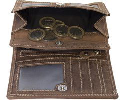 Lichtbruine dames portemonnee leer met ruime vakje voor kleingeld portemonnee - Arrigo Leather Goods