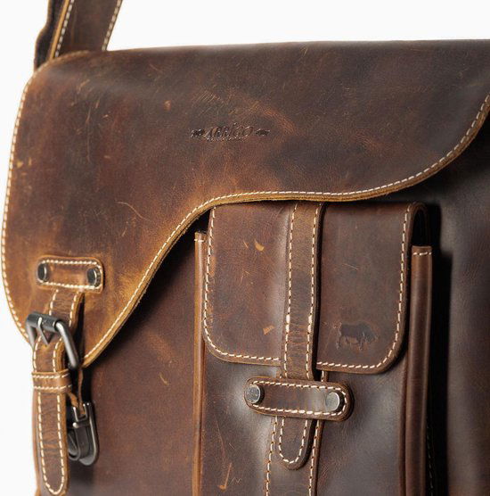 Lichtbruine schoudertas dames lichtbruine schoudertas heren messenger bag leer postman - Arrigo.nl