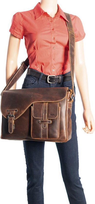 Lichtbruine schoudertas dames lichtbruine schoudertas heren messenger bag leer postman - Arrigo.nl